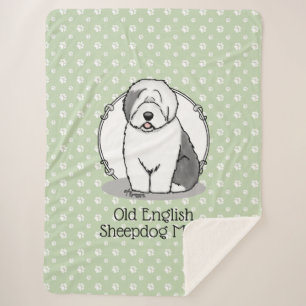 Cute Dog OES Mum Old English Sheepdog Mum (Grey 1) Sherpa Blanket