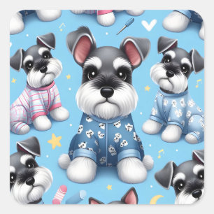 Cute Dog Of Schnauzer Animal Pattern Square Sticker