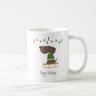 Cute Dog on Sled Holiday Coffee Mug
