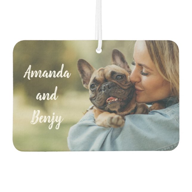Cute dog owner personalised car air freshener (Front)