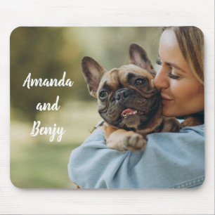 Cute dog owner personalised mouse mat
