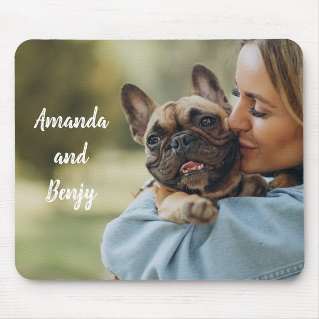 Cute dog owner personalised mouse mat (Front)