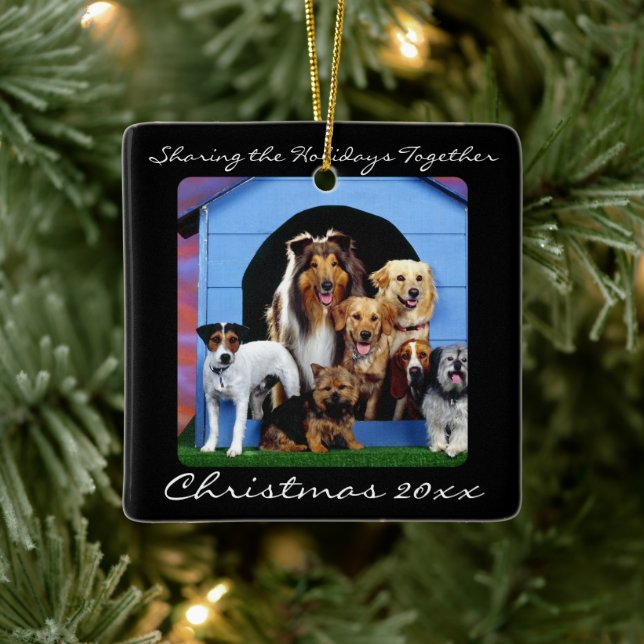 Cute Dog Pack Family Pet Personalised Ornaments (Tree)