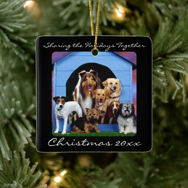 Cute Dog Pack Family Pet Personalised Ornaments (Tree)