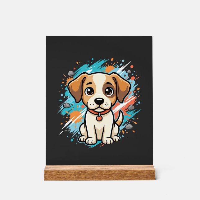 Cute Dog Paint Splash Vector Art_1 Acrylic Sign (Front)