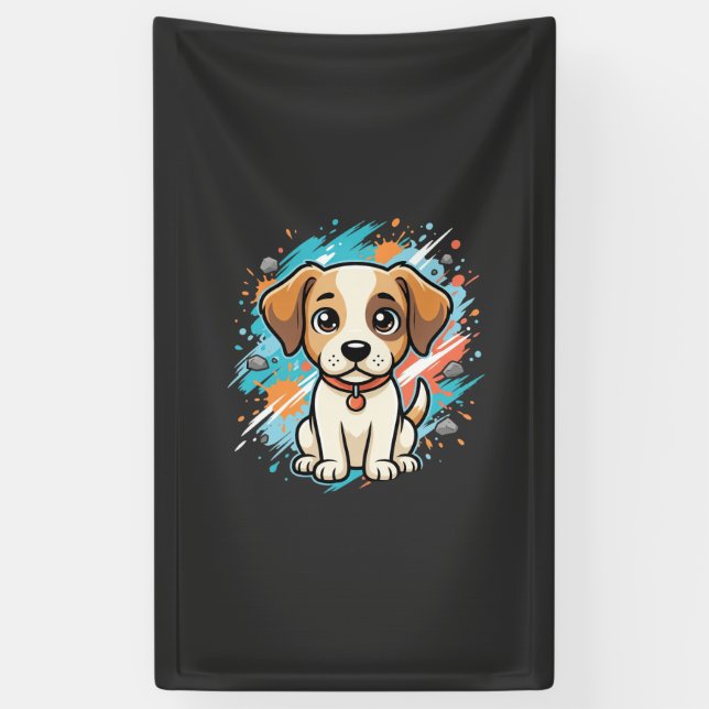 Cute Dog Paint Splash Vector Art_1 Banner (Vertical)