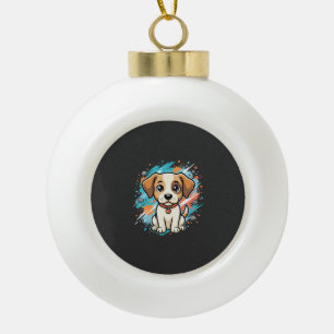 Cute Dog Paint Splash Vector Art_1 Ceramic Ball Christmas Ornament