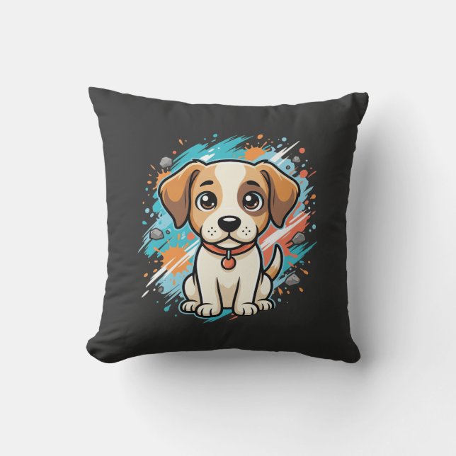 Cute Dog Paint Splash Vector Art_1 Cushion (Front)