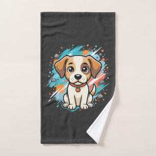 Cute Dog Paint Splash Vector Art_1 Hand Towel