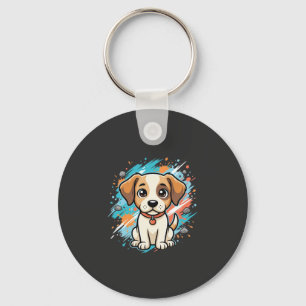 Cute Dog Paint Splash Vector Art_1 Key Ring