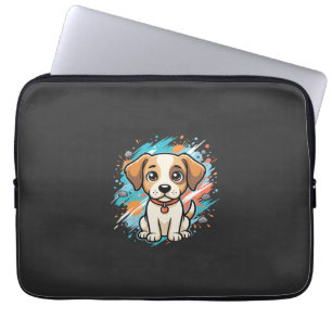 Cute Dog Paint Splash Vector Art_1 Laptop Sleeve