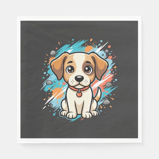 Cute Dog Paint Splash Vector Art_1 Napkin (Front)