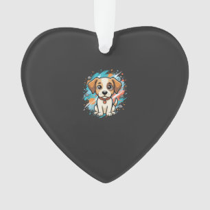 Cute Dog Paint Splash Vector Art_1 Ornament