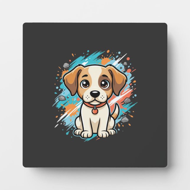 Cute Dog Paint Splash Vector Art_1 Plaque (Front)