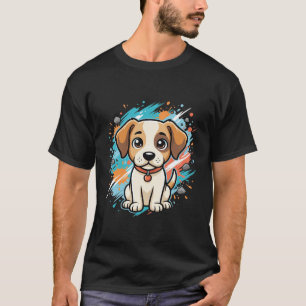 Cute Dog Paint Splash Vector Art_1 T-Shirt