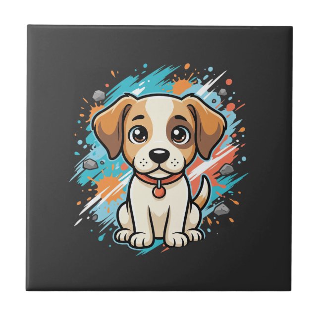 Cute Dog Paint Splash Vector Art_1 Tile (Front)