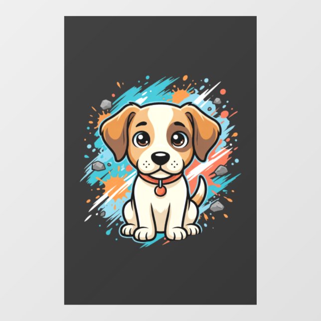 Cute Dog Paint Splash Vector Art_1 Window Cling (Sheet)