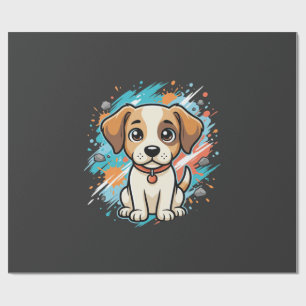 Cute Dog Paint Splash Vector Art_1 Wrapping Paper