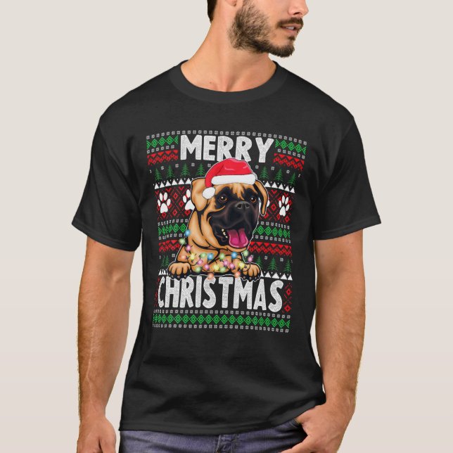 Cute Dog Pajama - Boxer Dog Lover Christmas T-Shirt (Front)