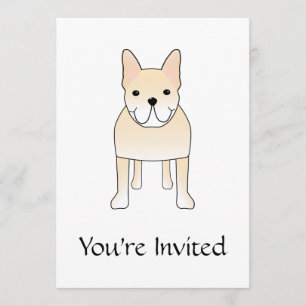 Cute Dog. Pale Cream French Bulldog. Invitation