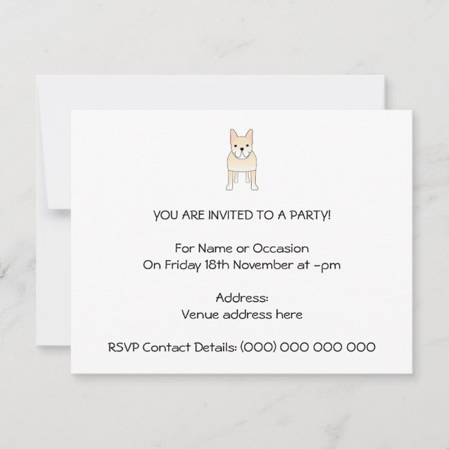 Cute Dog. Pale Cream French Bulldog. Invitation (Front)