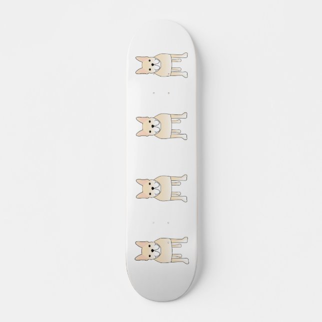 Cute Dog. Pale Cream French Bulldog. Skateboard (Front)