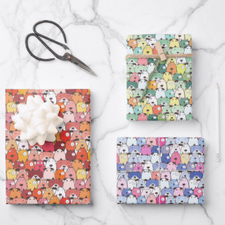 Cute Dog pattern Blue Red Green  Wrapping Paper Sheet