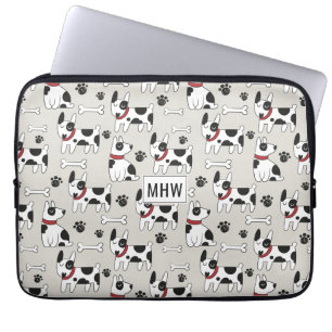 Cute Dog Pattern custom monogram laptop sleeves