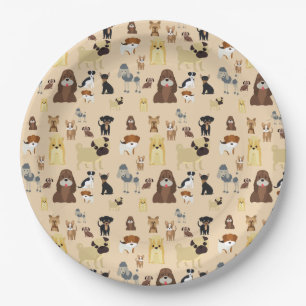 cute dog pattern design for dog lovers- Beige back Paper Plate