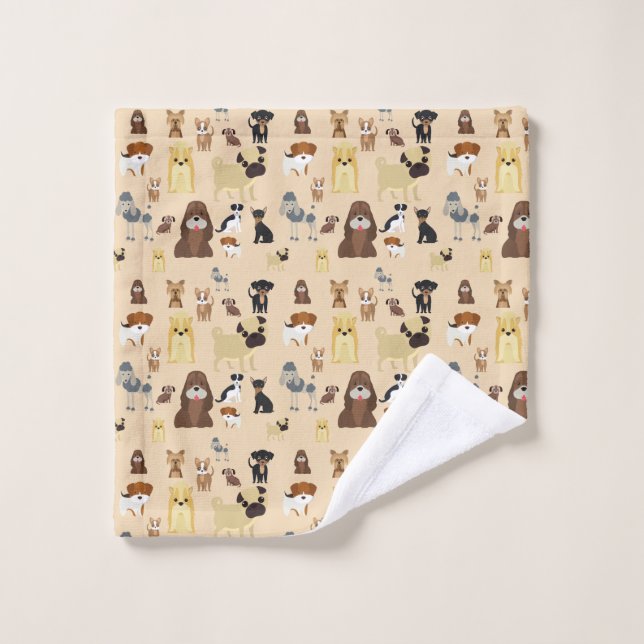 cute dog pattern design for dog lovers- Beige back Wash Cloth (Wash Cloth)