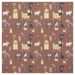 cute dog pattern design for dog lovers- brown back fabric