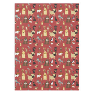 cute dog pattern design for dog lovers- red bac tablecloth