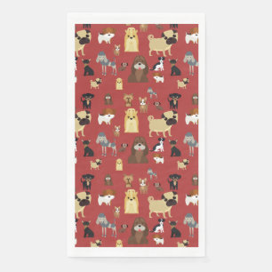 cute dog pattern design for dog lovers- red back napkin