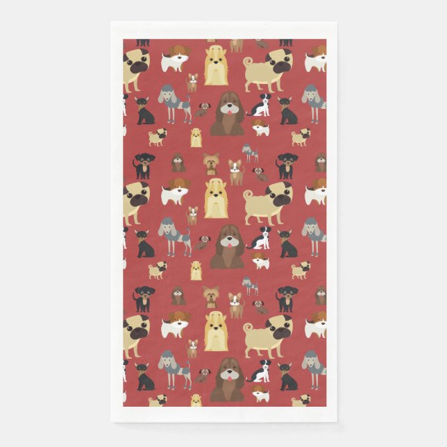 cute dog pattern design for dog lovers- red back napkin (Front)