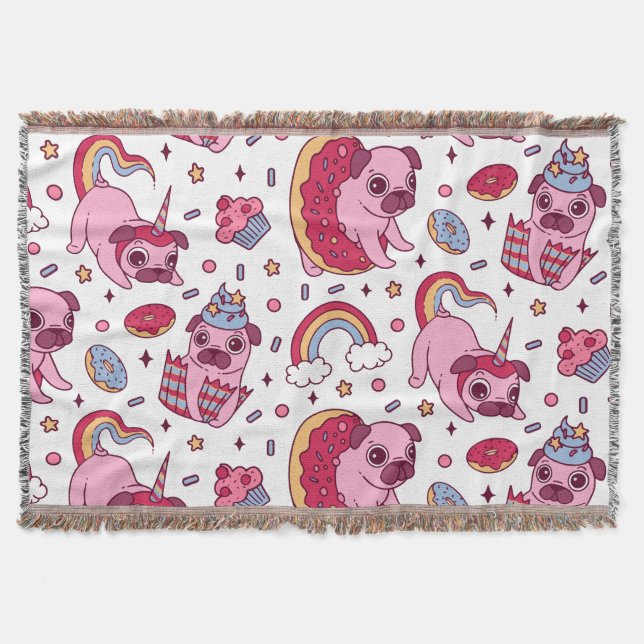 Cute dog pattern for dog lovers throw blanket (Front)
