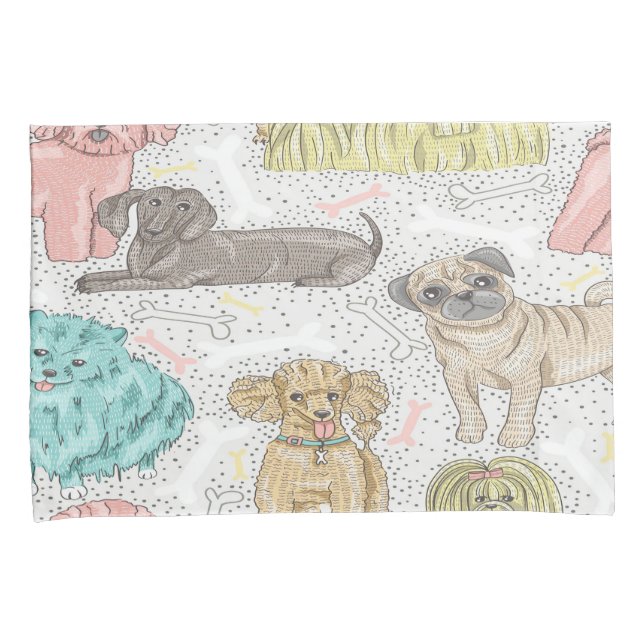 Cute Dog Pattern Pillow Cases (Front-Right)