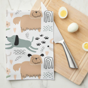 Cute Dog Pattern Tea Towel