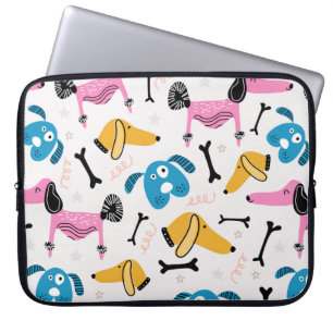 Cute dog pattern with baby animal face drawing sca laptop sleeve