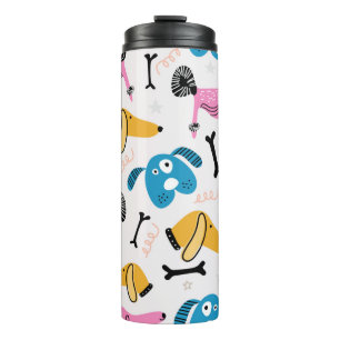 Cute dog pattern with baby animal face drawing sca thermal tumbler