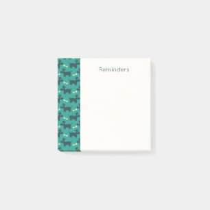 Cute Dog Pattern with Bone on Green Background Post-it Notes