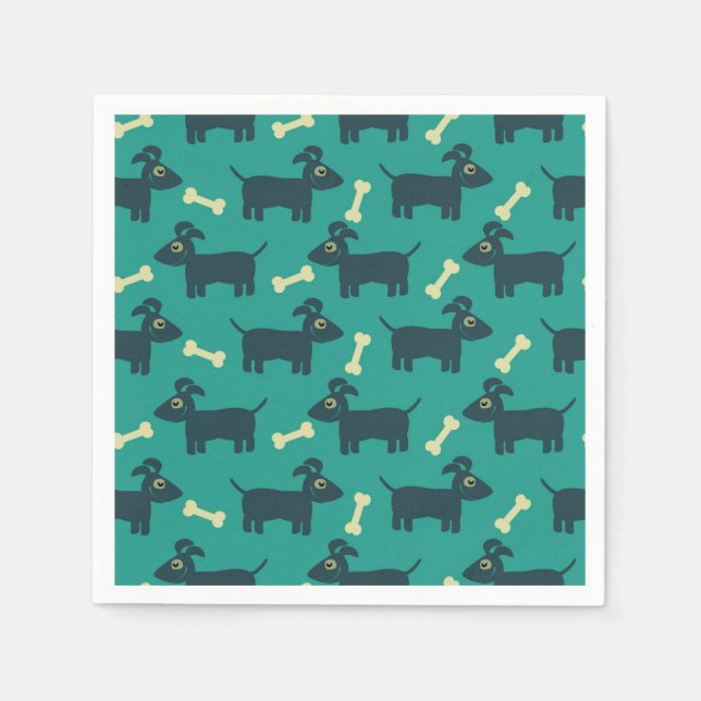 Cute Dog Pattern with Floppy Ears & Bone Napkin (Front)