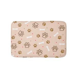 Cute dog pattern with paws bones tiny polka dots bath mat
