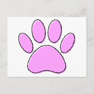 Cute Dog Paw Drawing Postcard