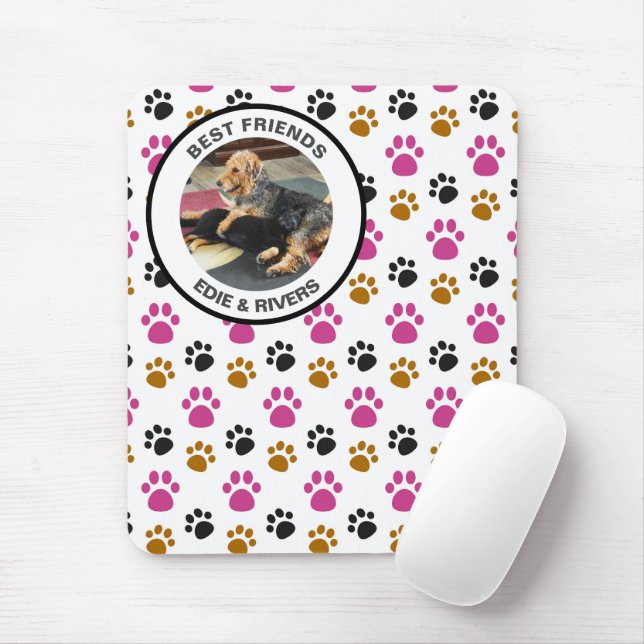 Cute Dog Paw Foot Prints Mouse Mat (With Mouse)