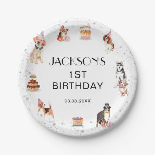 Cute Dog Paw-Party Birthday Paper Plate