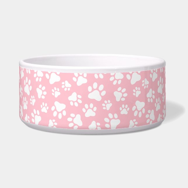 Cute Dog Paw Pattern White and Pastel Pink (Front)
