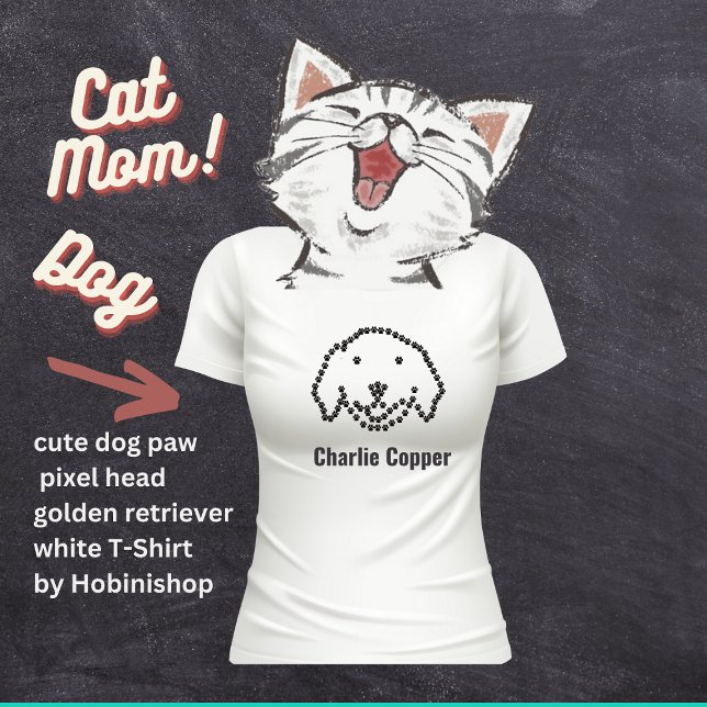 cute dog paw pixel head golden retriever white T-Shirt (cute dog paw pixel head of a golden retriever on a white , customizable T-Shirt by Hobinishop)