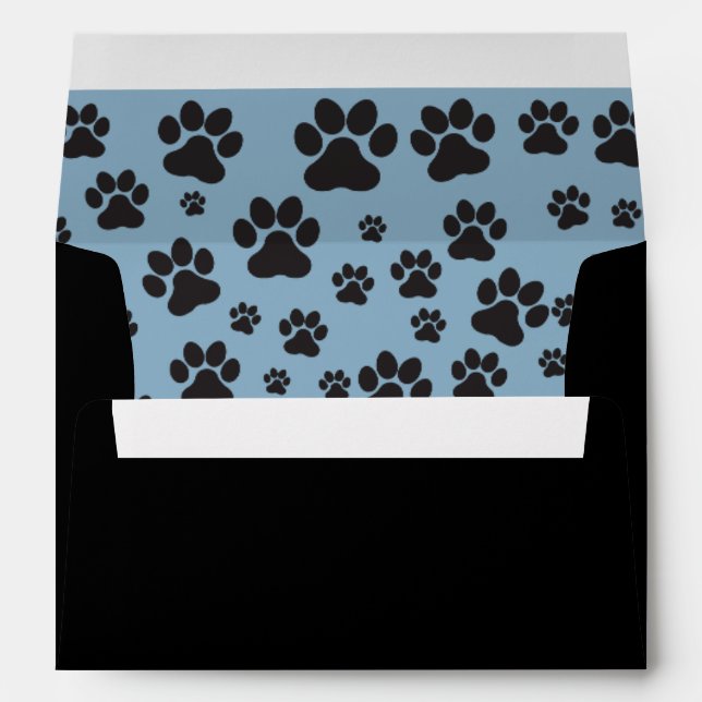 Cute dog paw print blue and black print  envelope (Back (Bottom))