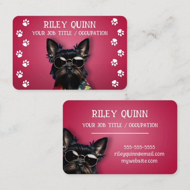 Cute Dog Paw Print Border  Business Card (Front/Back)
