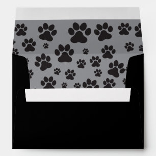 Cute dog paw print grey and black print  envelope